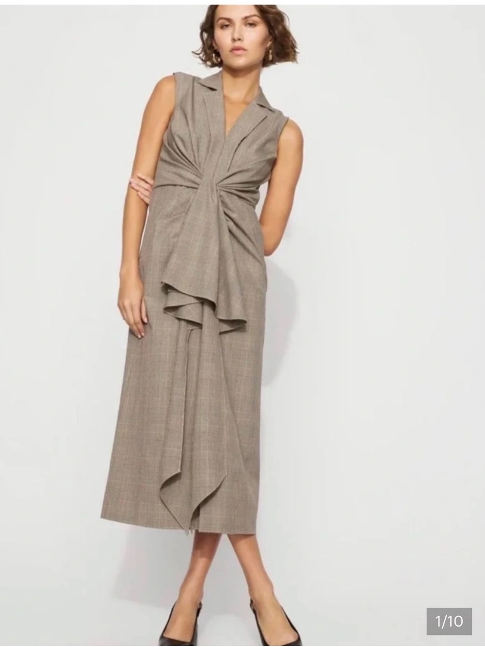 White House Black Market taupe plaid blazer dress